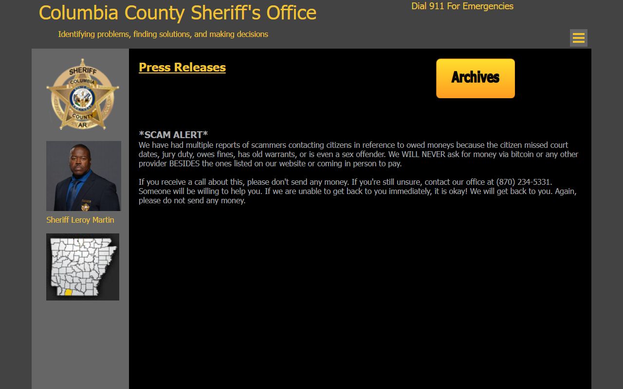 Columbia County inmate population monthly sheriff report
